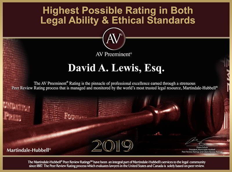 Martindale-Hubbell AV Preeminent Peer Review: Highest Possible Rating in Both Legal Ability & Ethical Standards